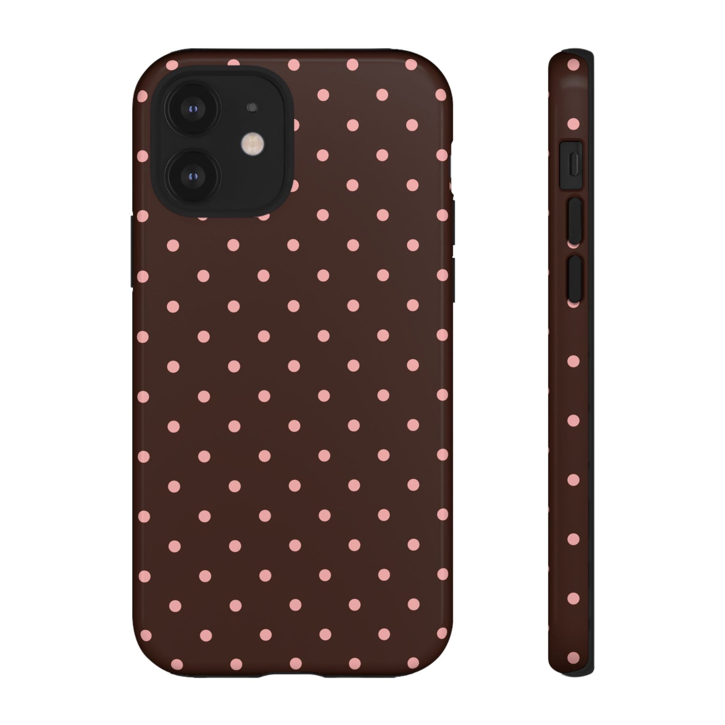 Jolie en rose | Coque iPhone à pois marron