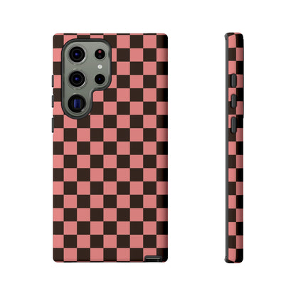 Checked Out | Pink & Brown Checkerboard Case