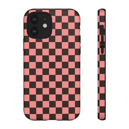 Checked Out | Pink & Brown Checkerboard Case