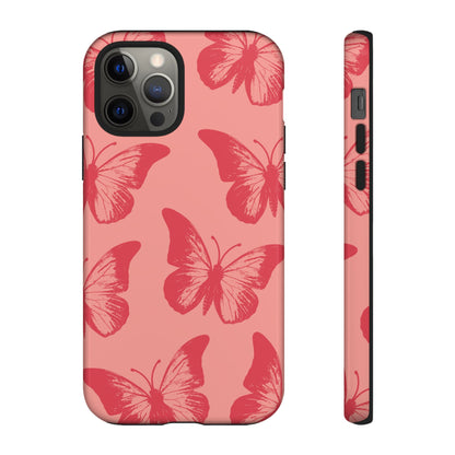 Funda para iPhone con diseño de mariposa social y mariposa color melocotón