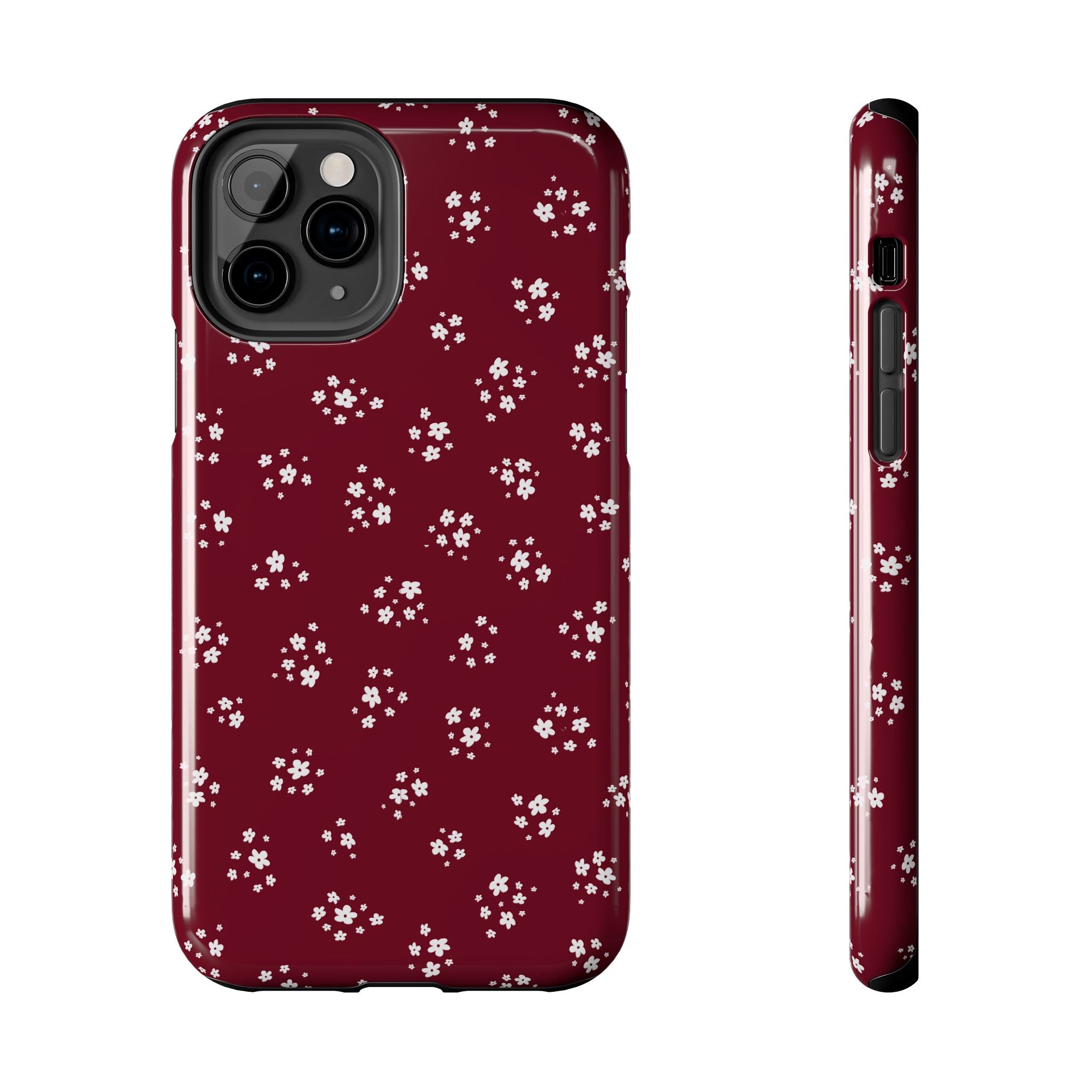 Maroon Blooms Floral iPhone Case