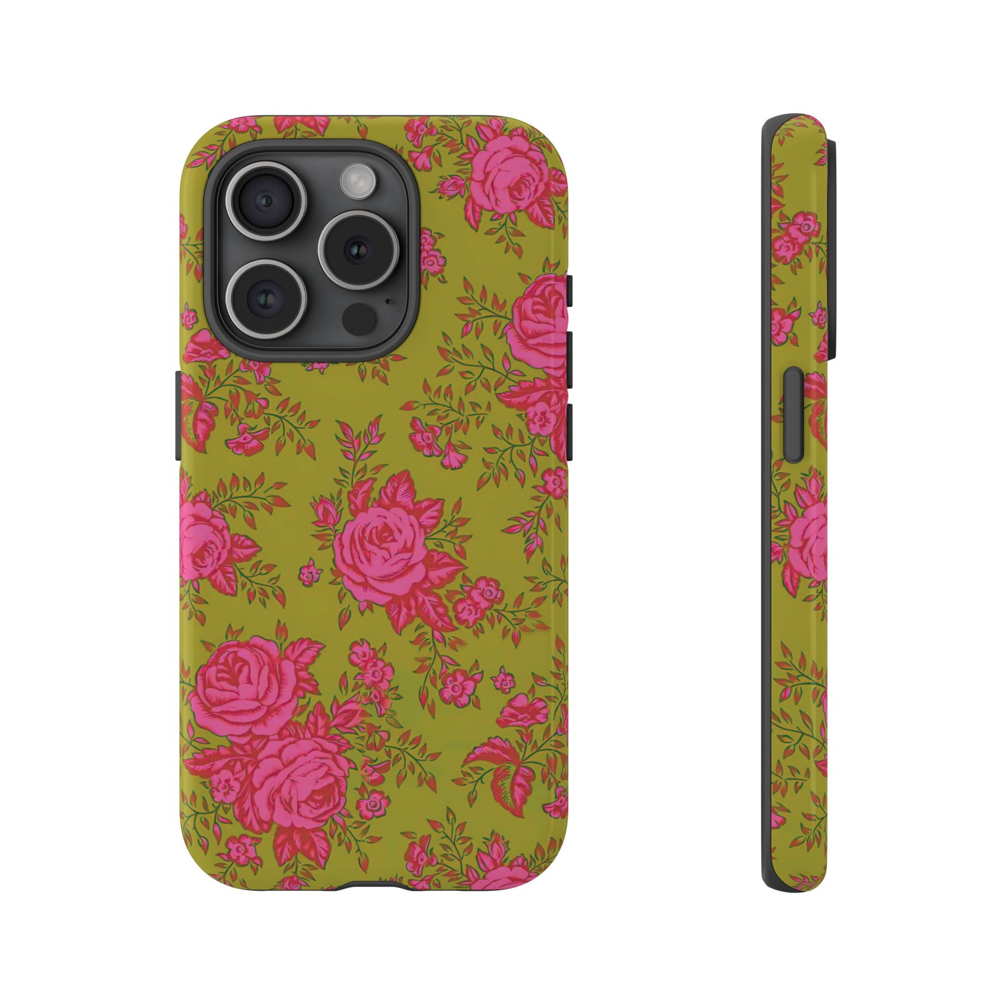 Coque iPhone à motif floral vert d'envie | Rose