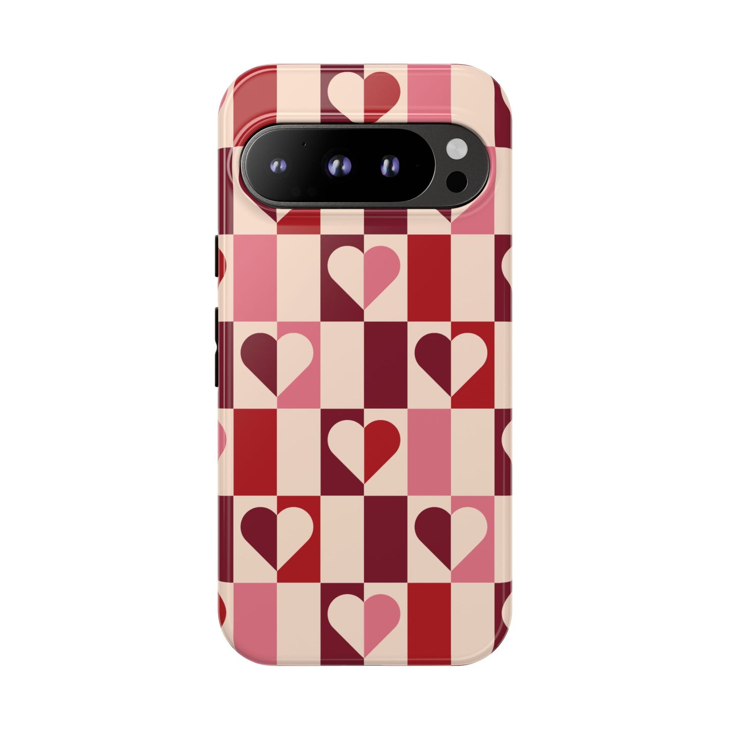 Dévoué | Coque Pixel Coeurs Géométriques