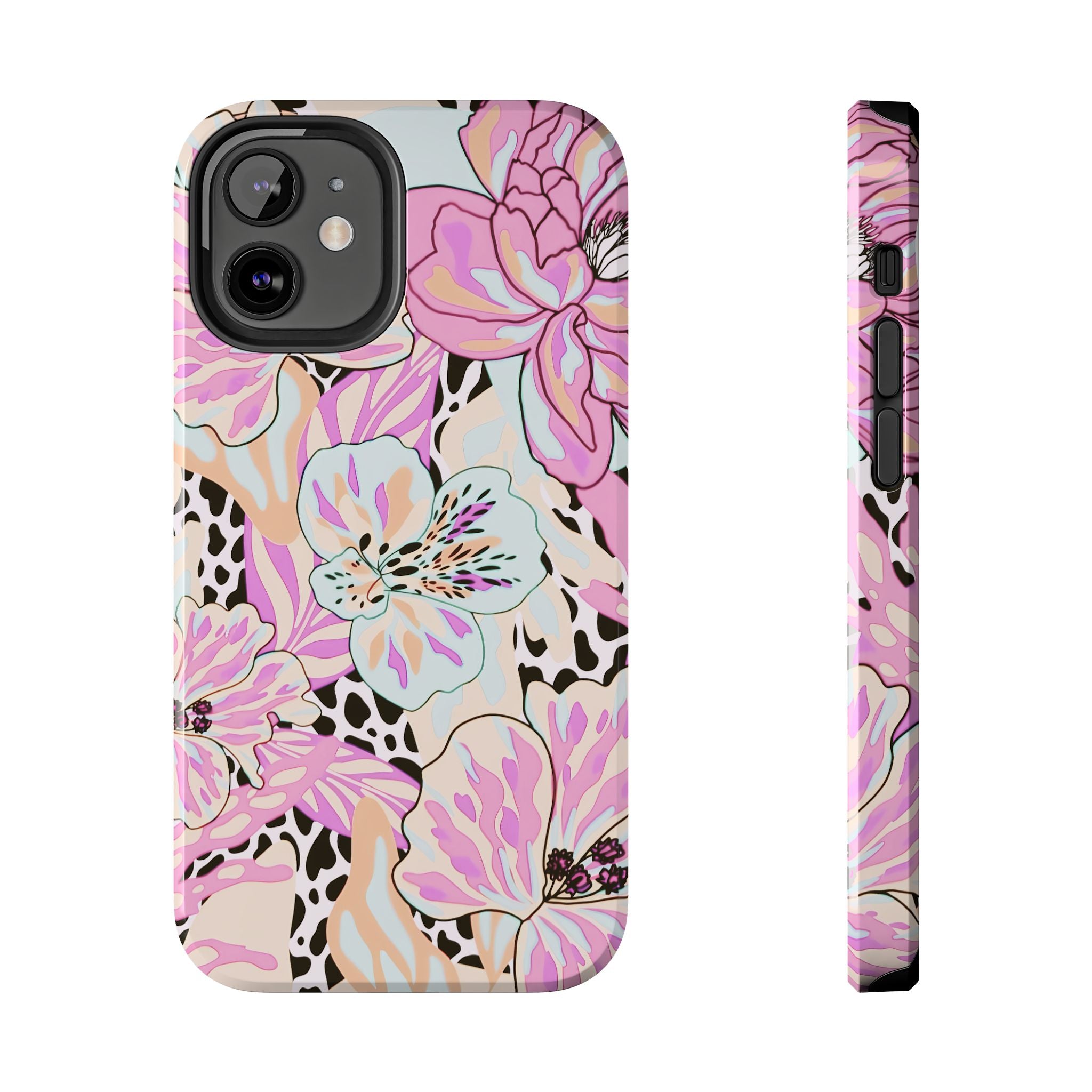 Coque iPhone à motif floral pastel | Lys léopard