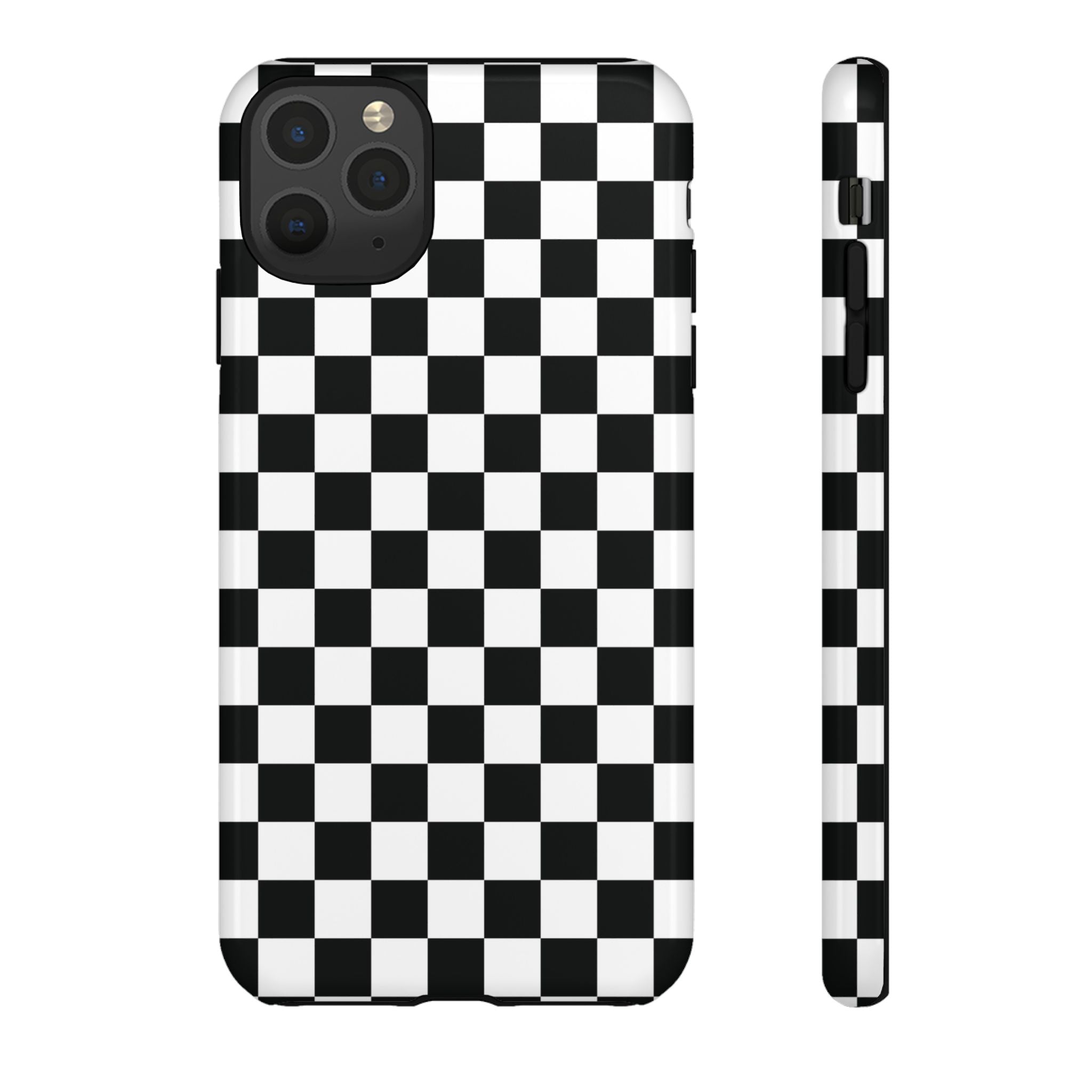 Coque iPhone à damier noir et blanc Skater Girl |