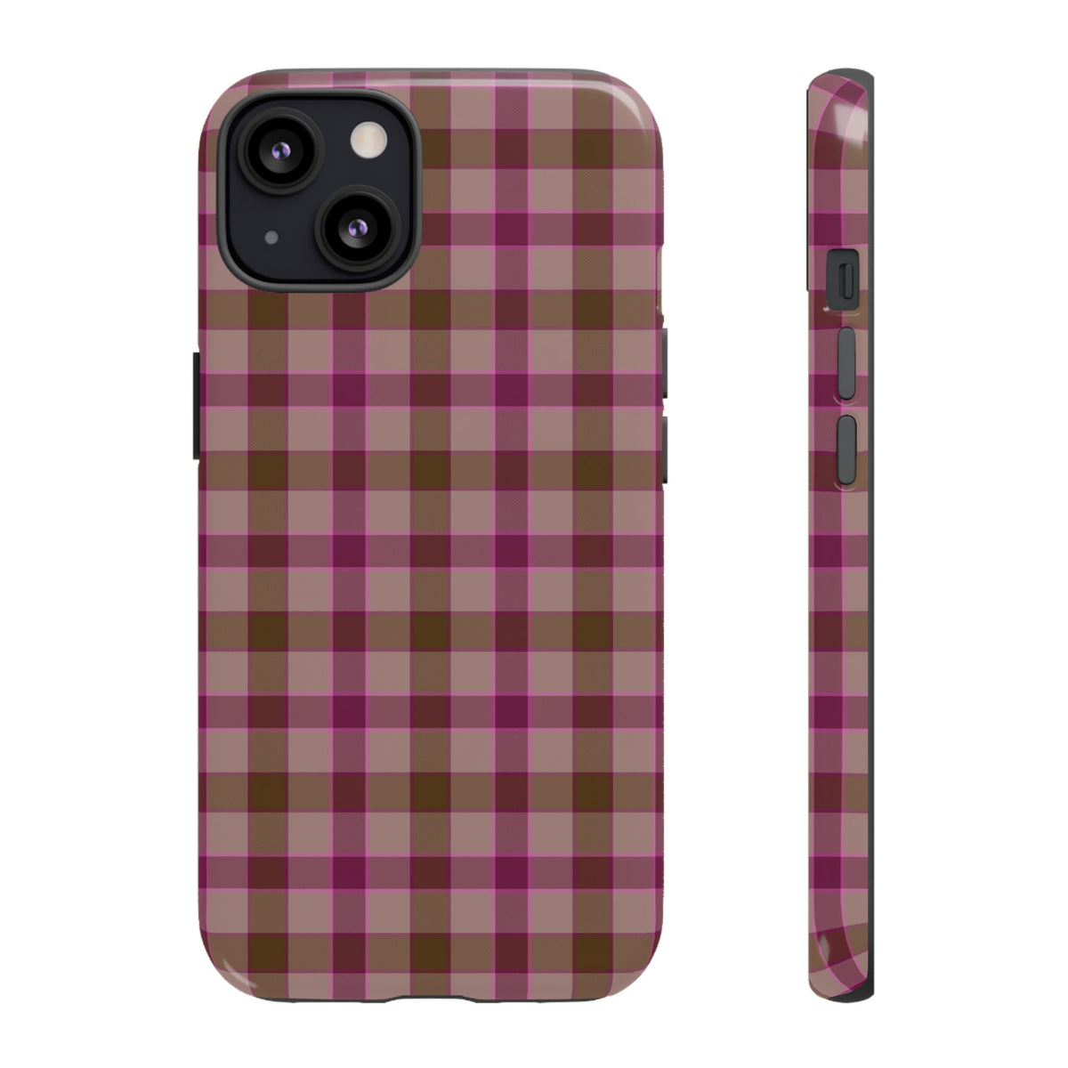Mulberry Plaid | Pink & Brown Plaid iPhone Case