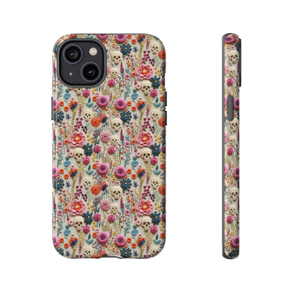 Skulls & Flowers | Embroidery Effect Case