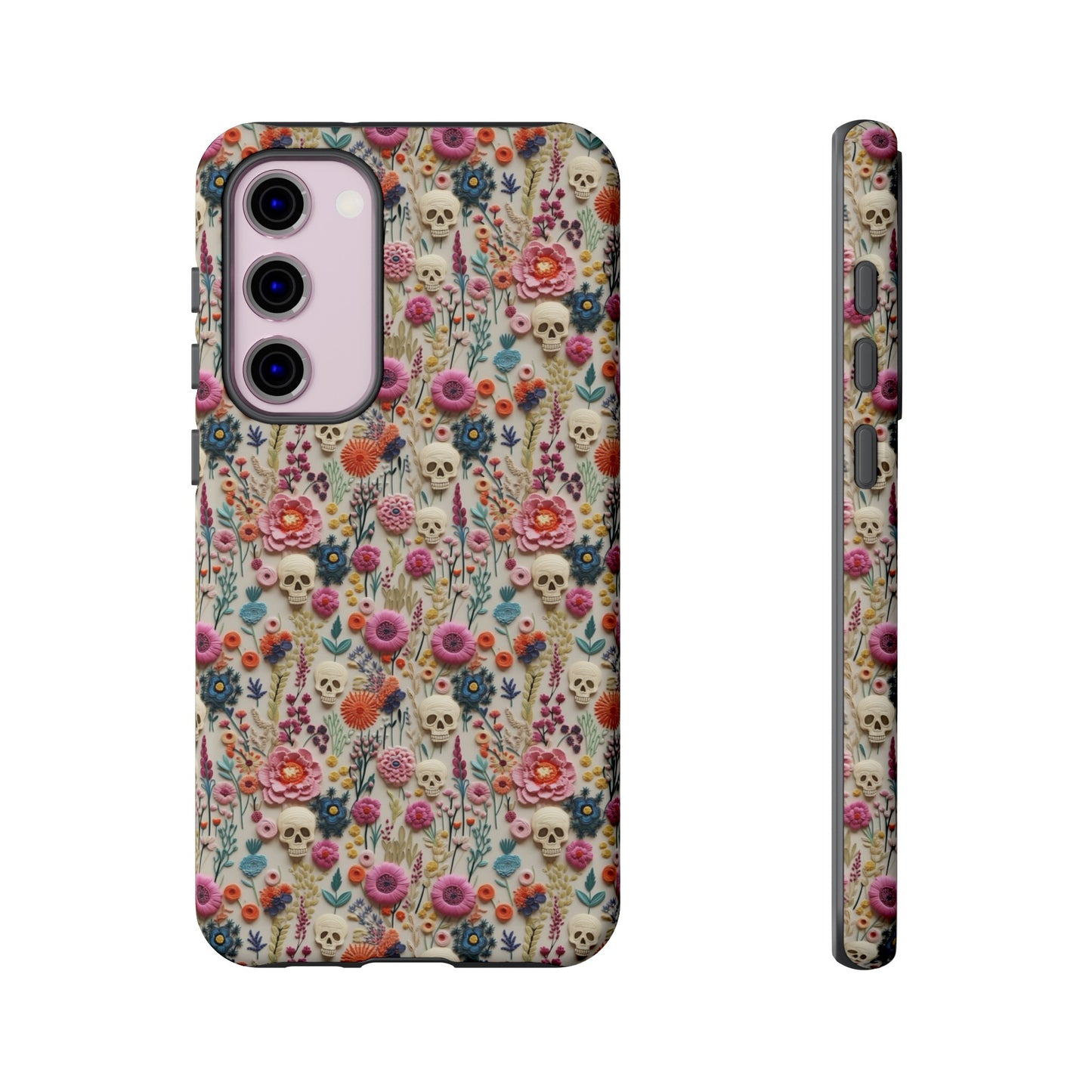 Skulls & Flowers | Embroidery Effect Case