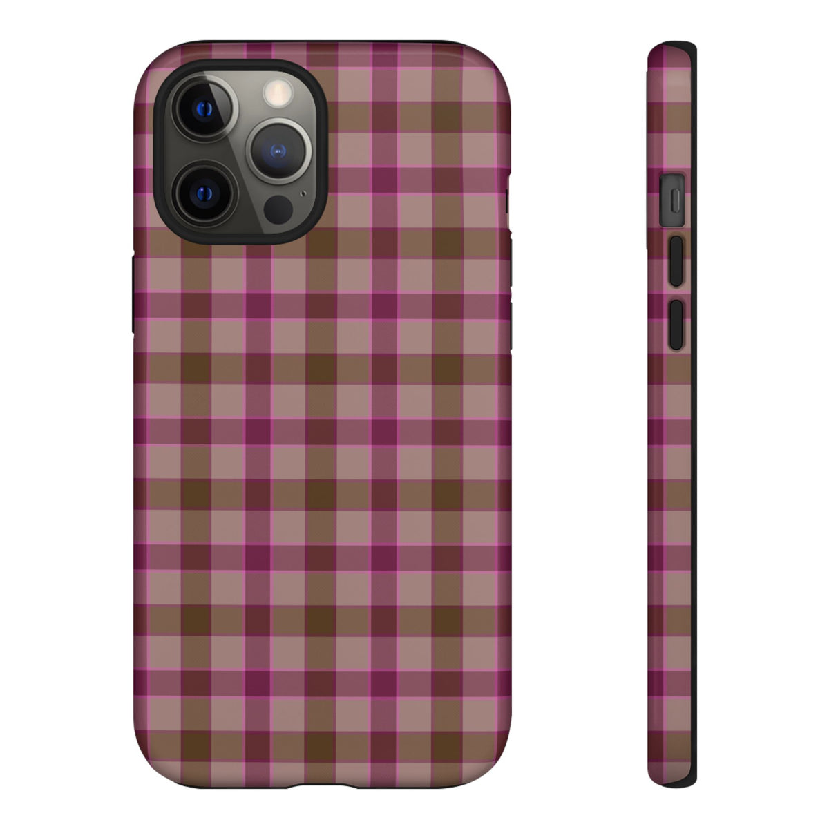 Mulberry Plaid | Pink & Brown Plaid iPhone Case