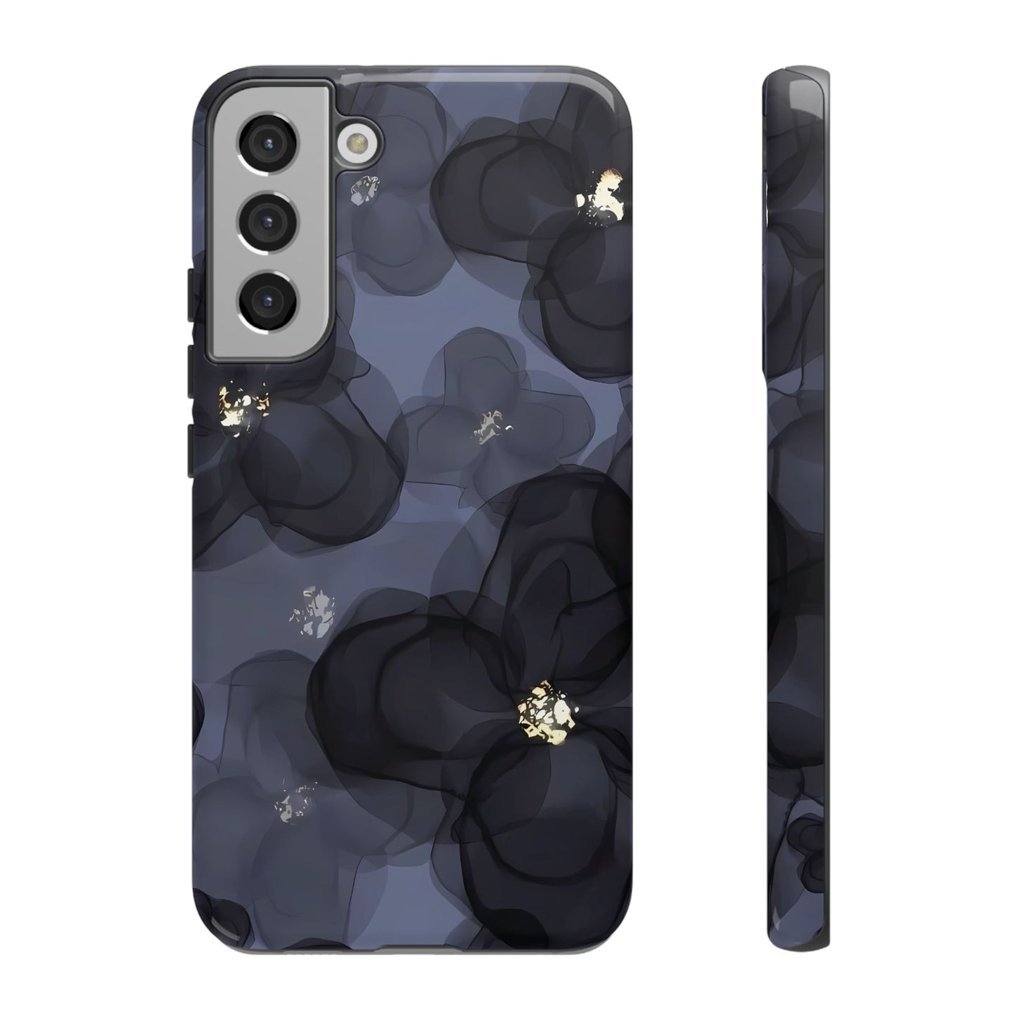 Double exposition | Coque Galaxy à fleurs bleues