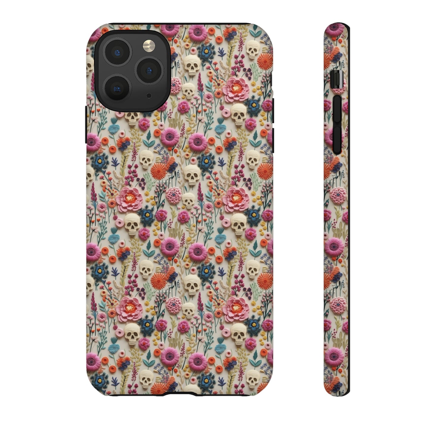 Skulls & Flowers | Embroidery Effect Case