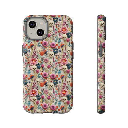 Skulls & Flowers | Embroidery Effect Case