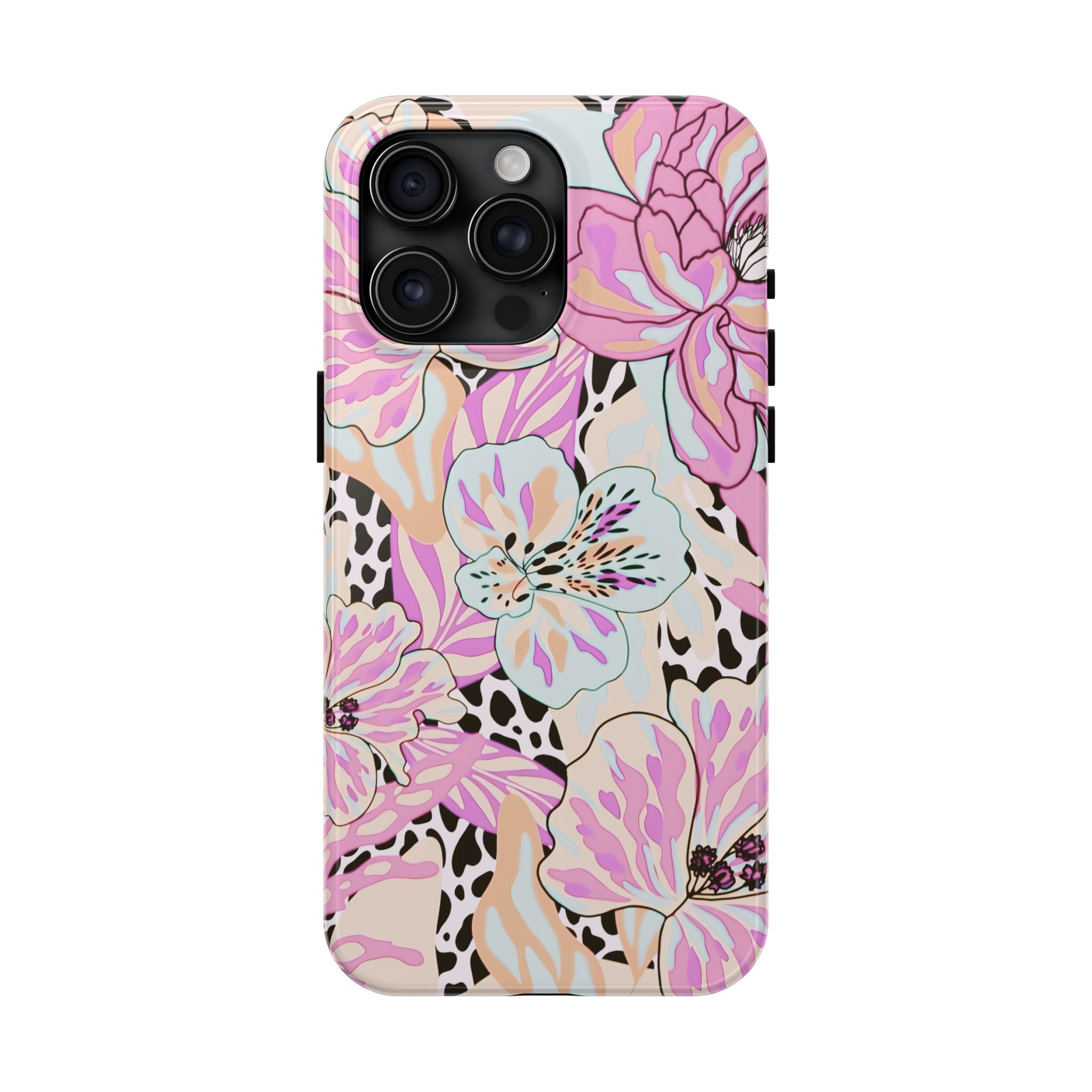 Coque iPhone à motif floral pastel | Lys léopard