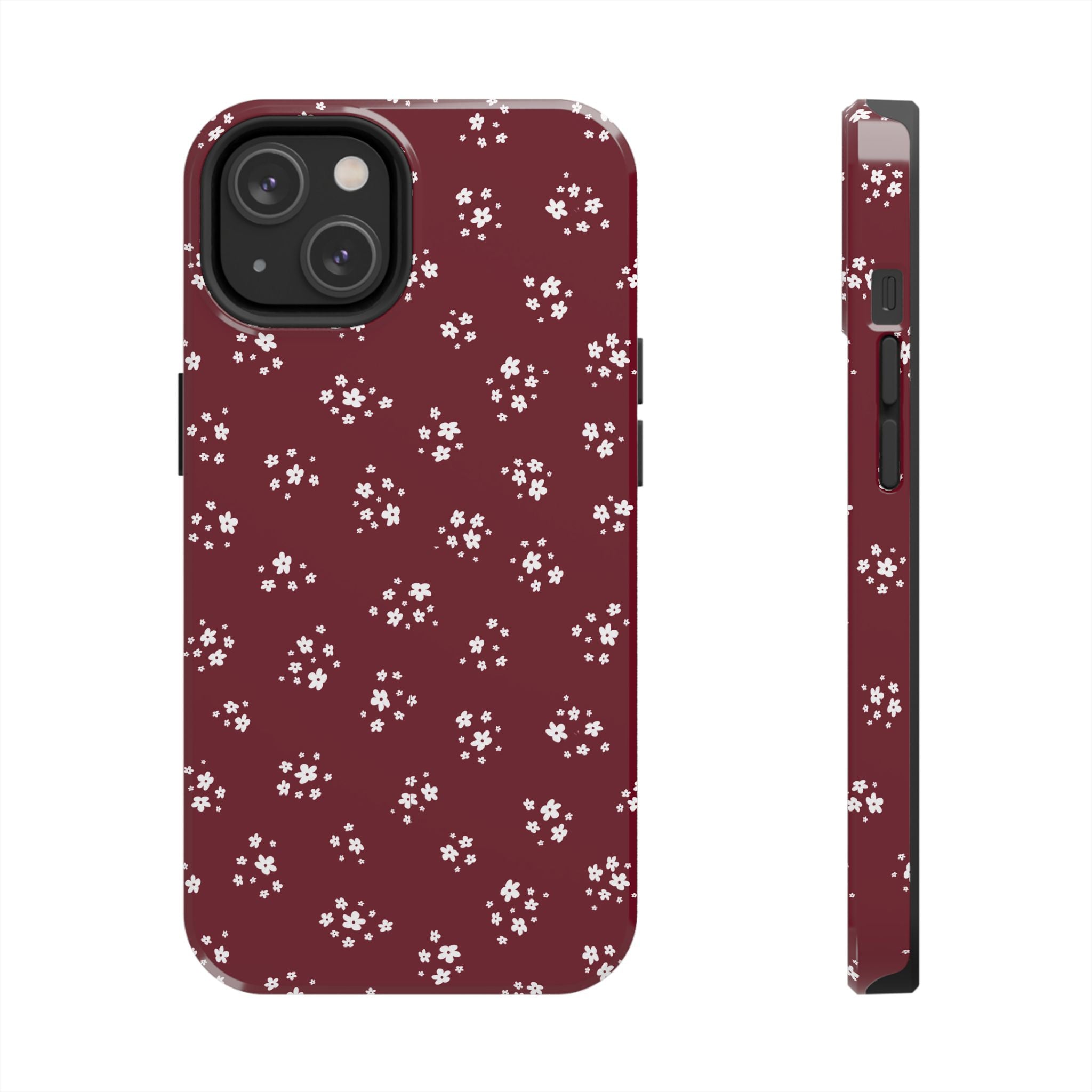 Maroon Blooms Floral iPhone Case