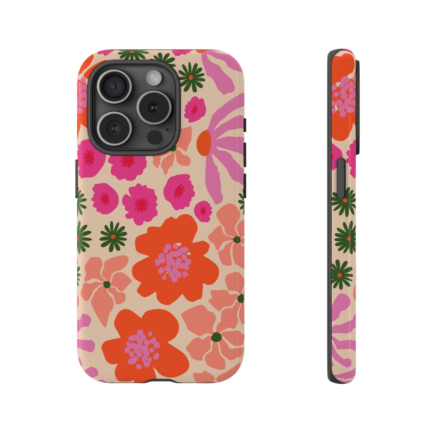 Funda para iPhone con diseño floral y flores en plena floración