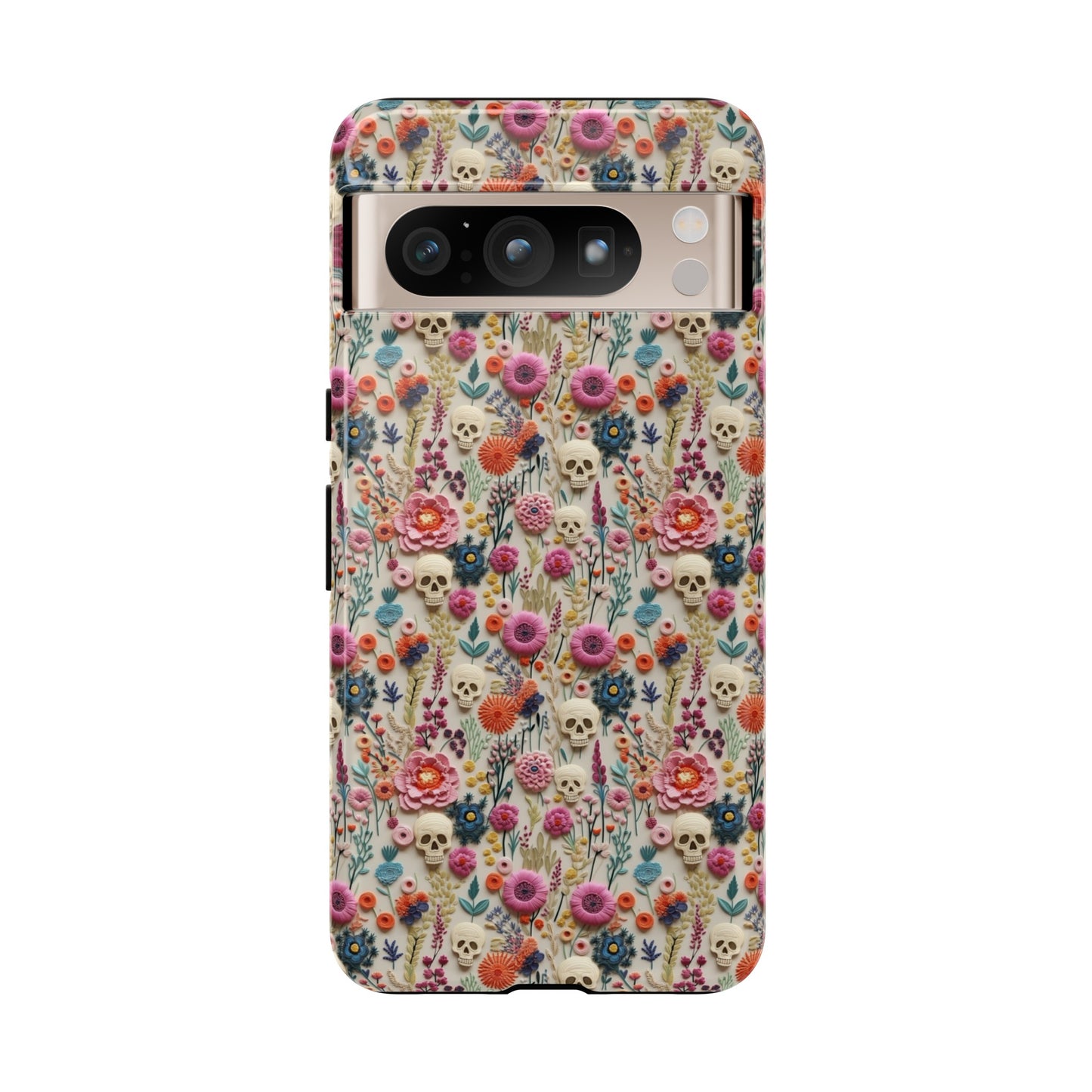 Skulls & Flowers | Embroidery Effect Case