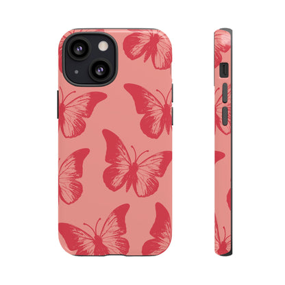 Funda para iPhone con diseño de mariposa social y mariposa color melocotón