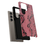 Funda para Samsung con estampado de serpiente y pitón rosa