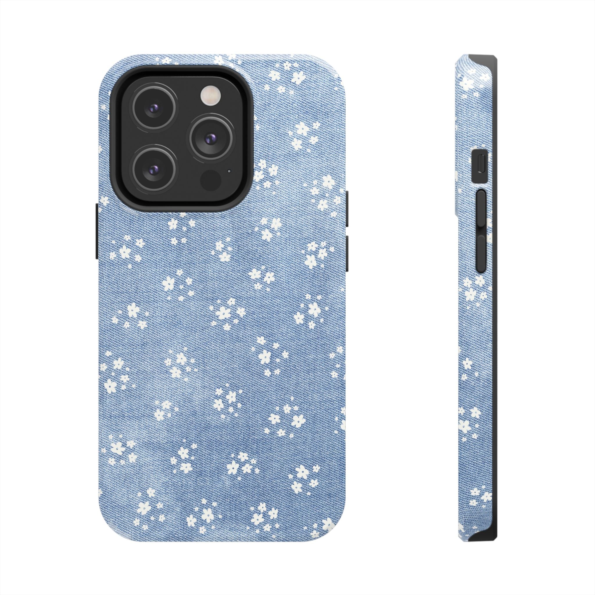 Denim Daisy Floral iPhone Case