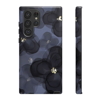 Double exposition | Coque Galaxy à fleurs bleues