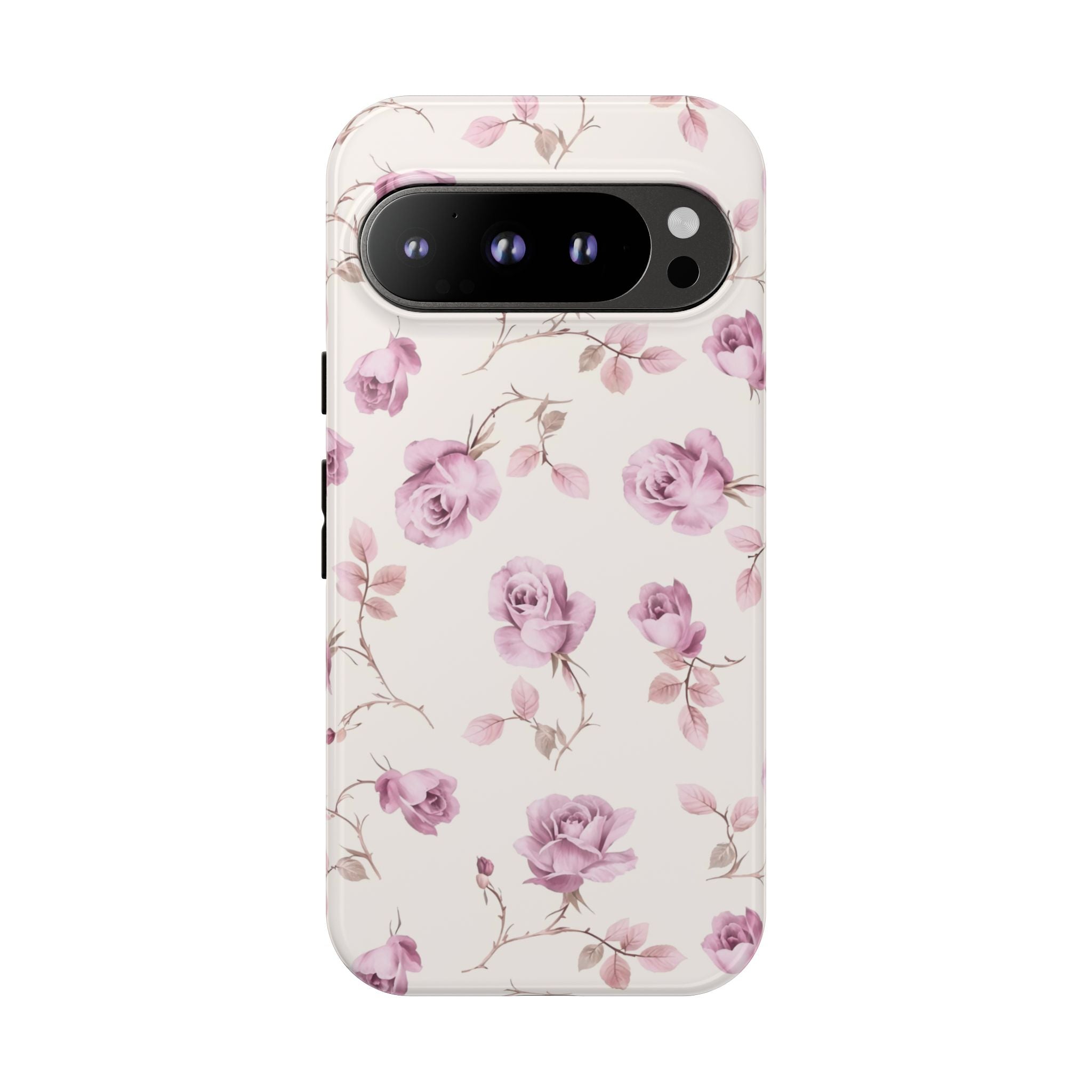 Estuche floral con diseño de rosas vintage y píxeles de Coquette