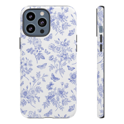 Wild Roses | Blue Floral Butterfly Toile Case