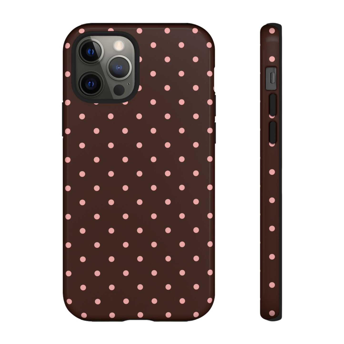 Bonita en rosa | Funda para iPhone con lunares marrones