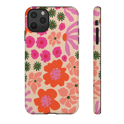 Funda para iPhone con diseño floral y flores en plena floración