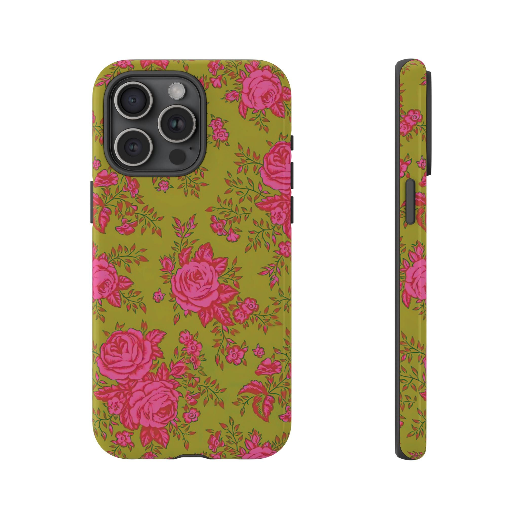 Coque iPhone à motif floral vert d'envie | Rose
