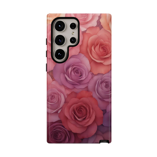 Coque Galaxy à motifs floraux | Roses dégradées