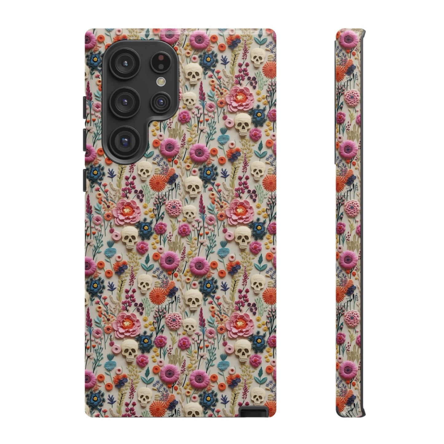 Skulls & Flowers | Embroidery Effect Case