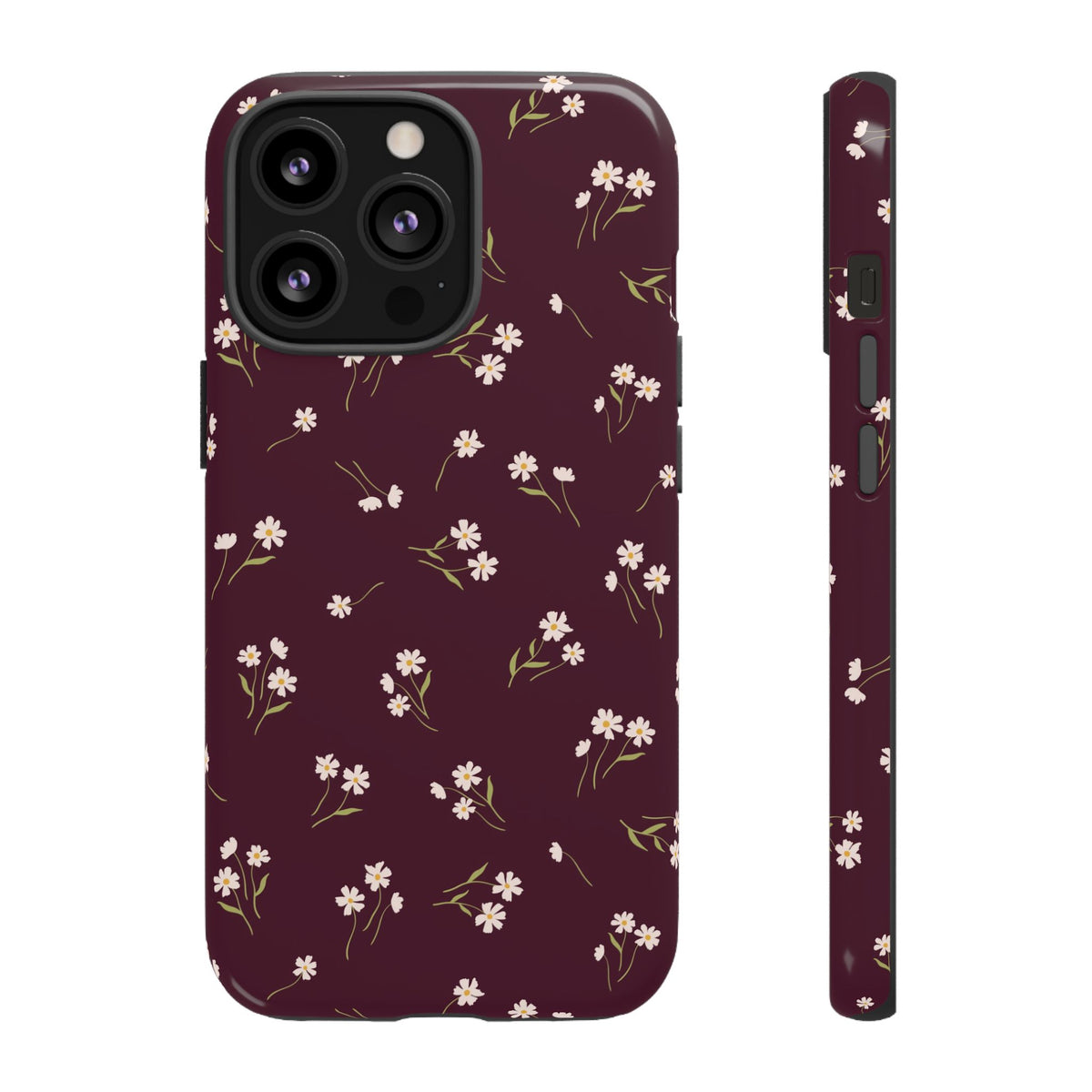 Dainty Daisy | Burgundy Floral iPhone Case