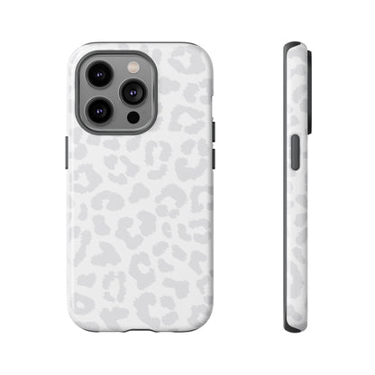 Snow Bunny | White & Gray Leopard Print Case