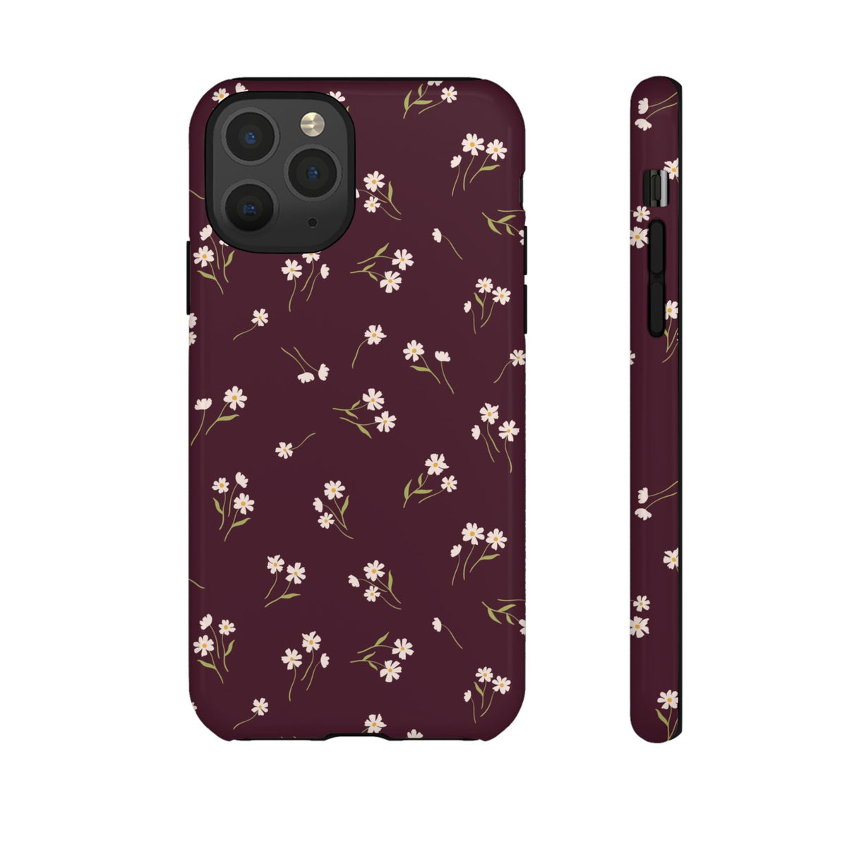 Dainty Daisy | Burgundy Floral iPhone Case