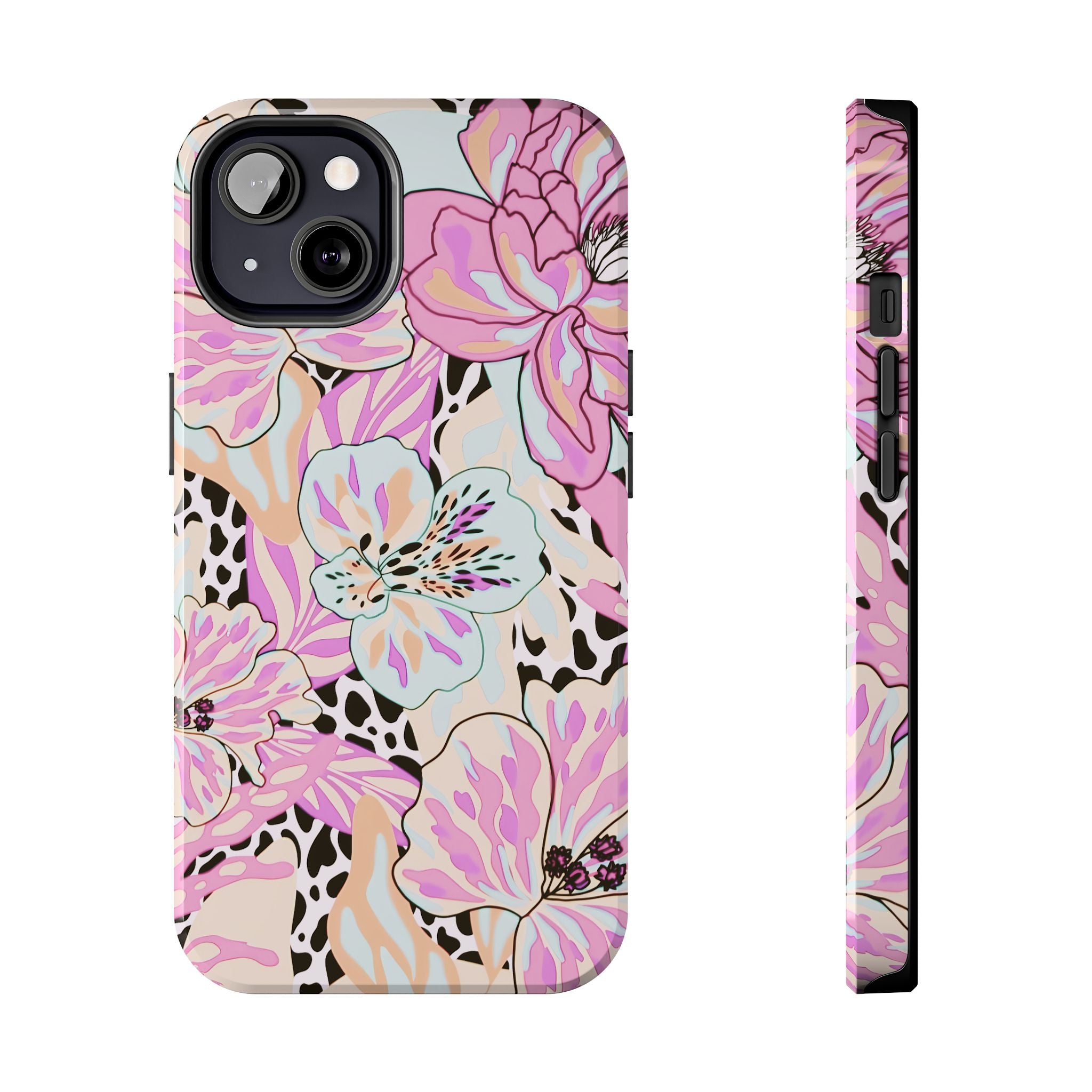 Coque iPhone à motif floral pastel | Lys léopard