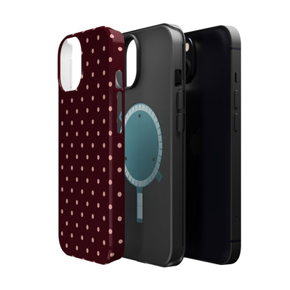 Pretty Please | Burgundy Polka Dot iPhone Case