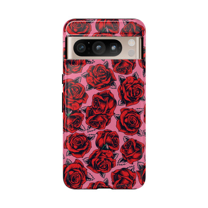 Love Story | Red & Pink Pop Art Rose Floral Case