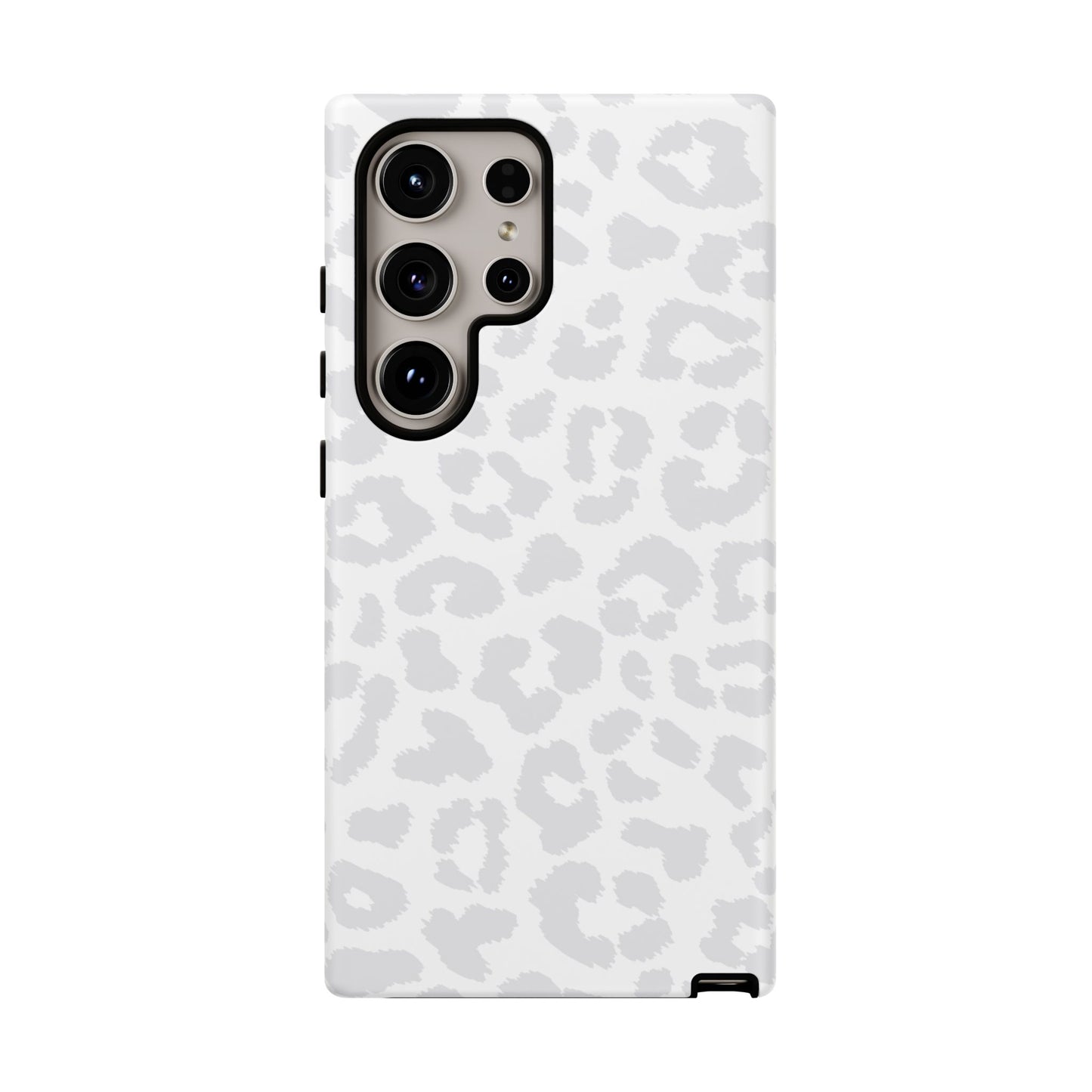 Snow Bunny | White & Gray Leopard Print Case