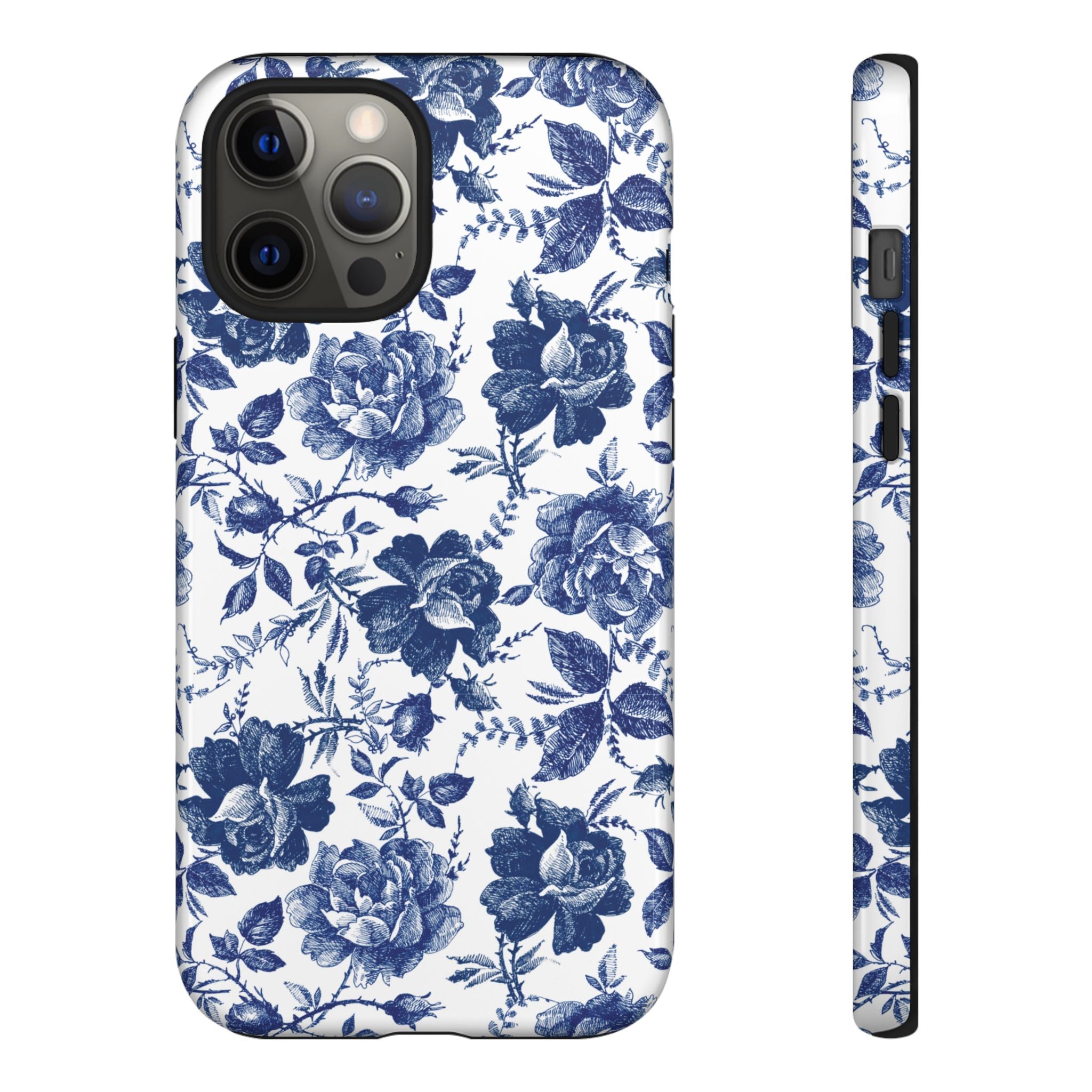 Coque iPhone Indigo Rose | Motif floral rétro