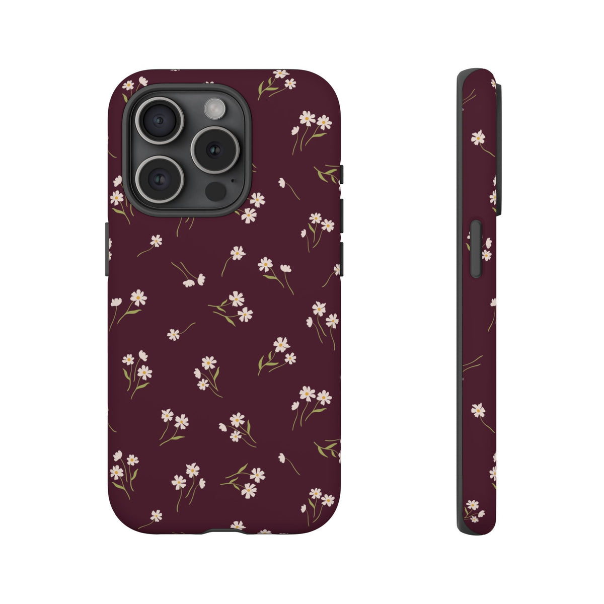 Dainty Daisy | Burgundy Floral iPhone Case