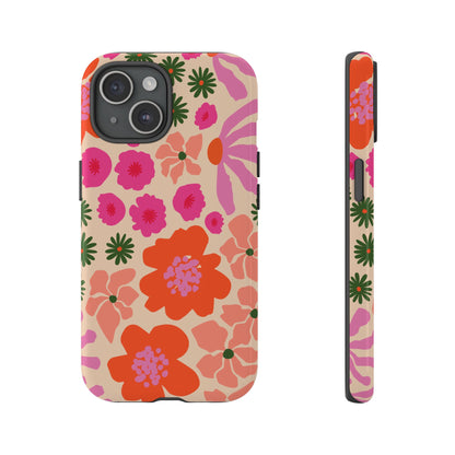 Funda para iPhone con diseño floral y flores en plena floración