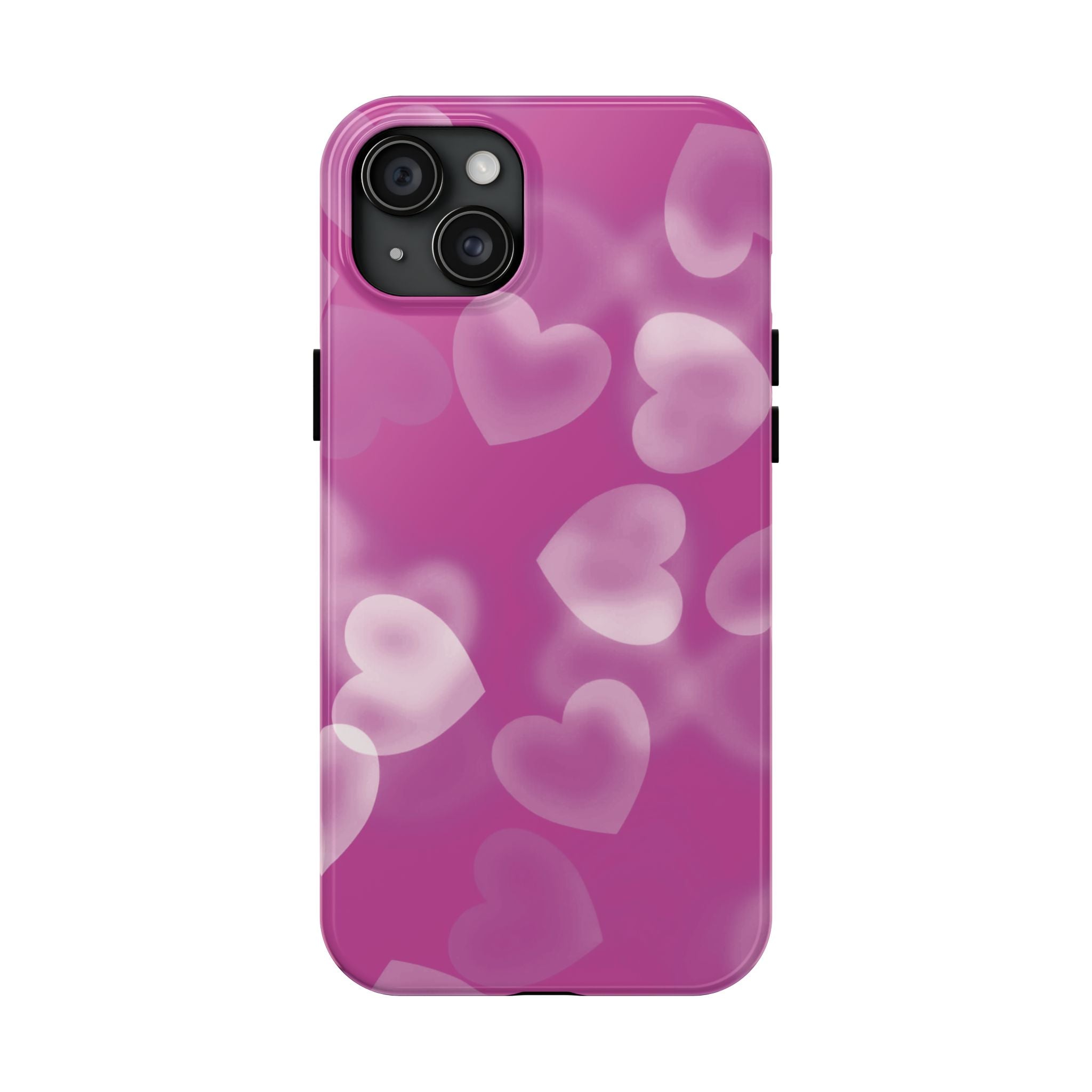 Coque iPhone rose avec coeurs en aérographe