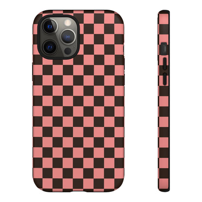 Checked Out | Pink & Brown Checkerboard Case