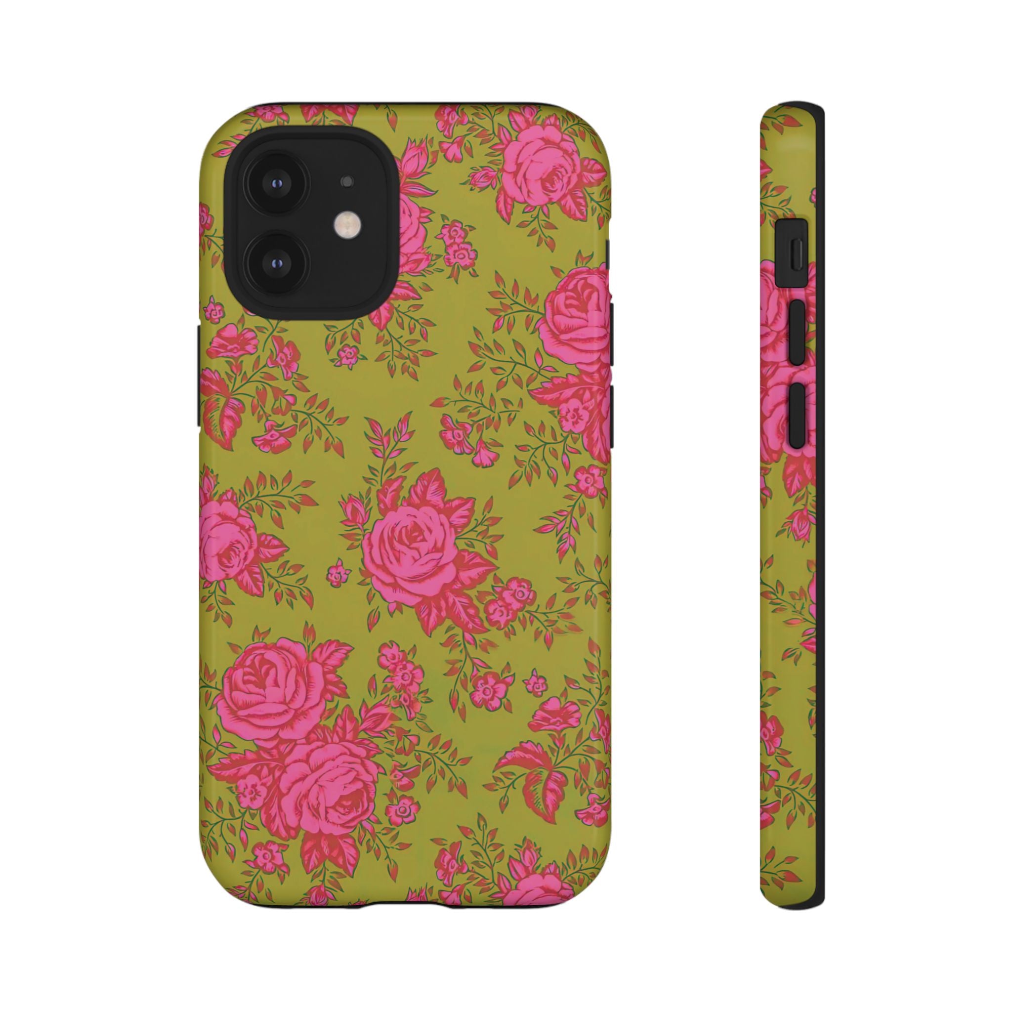 Coque iPhone à motif floral vert d'envie | Rose