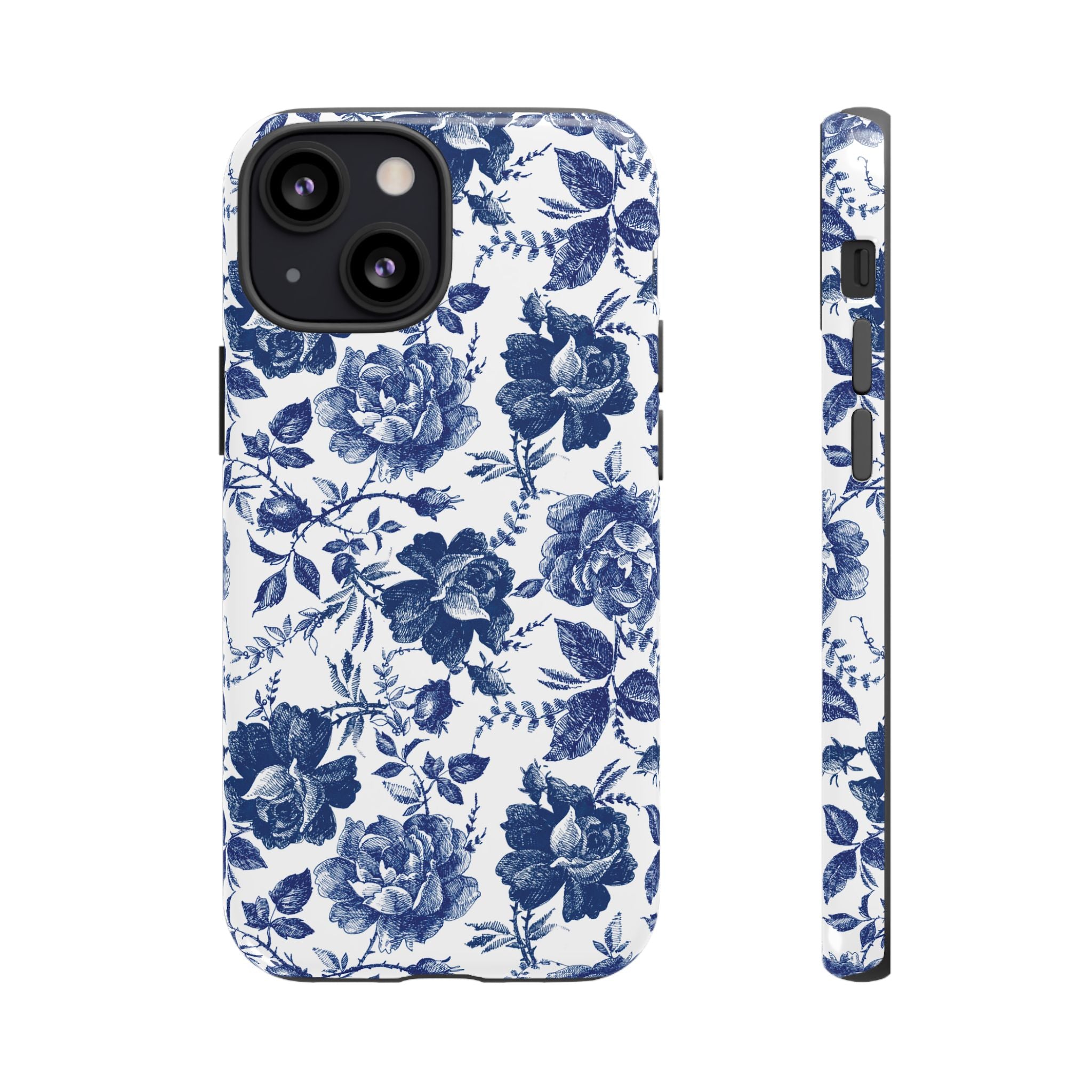 Coque iPhone Indigo Rose | Motif floral rétro