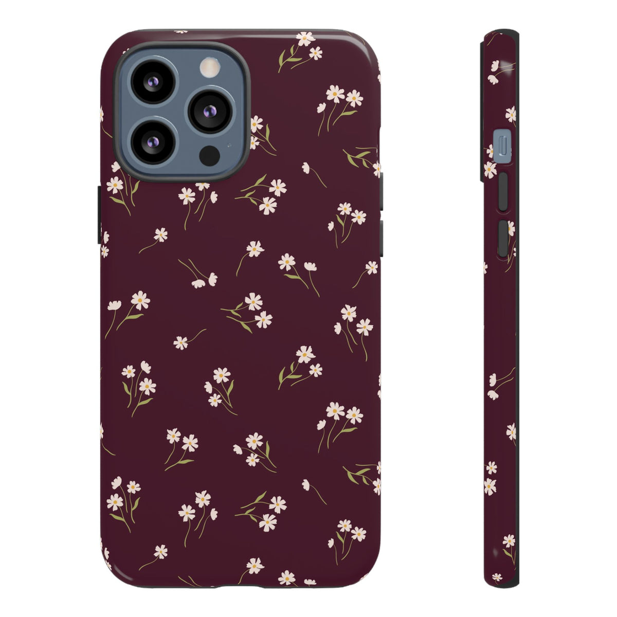 Dainty Daisy | Burgundy Floral iPhone Case