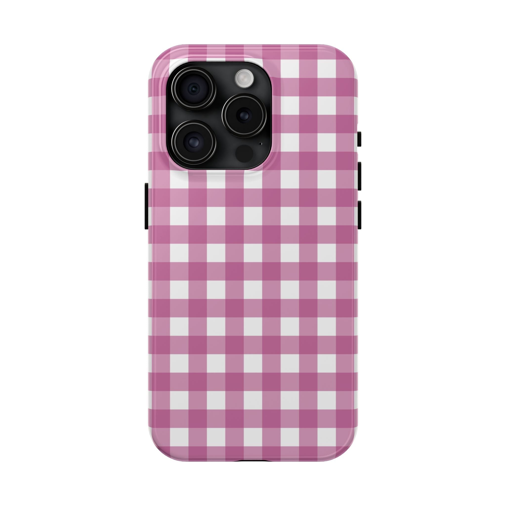 Pink Plaid Gingham Check iPhone Case