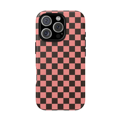 Checked Out | Pink & Brown Checkerboard Case