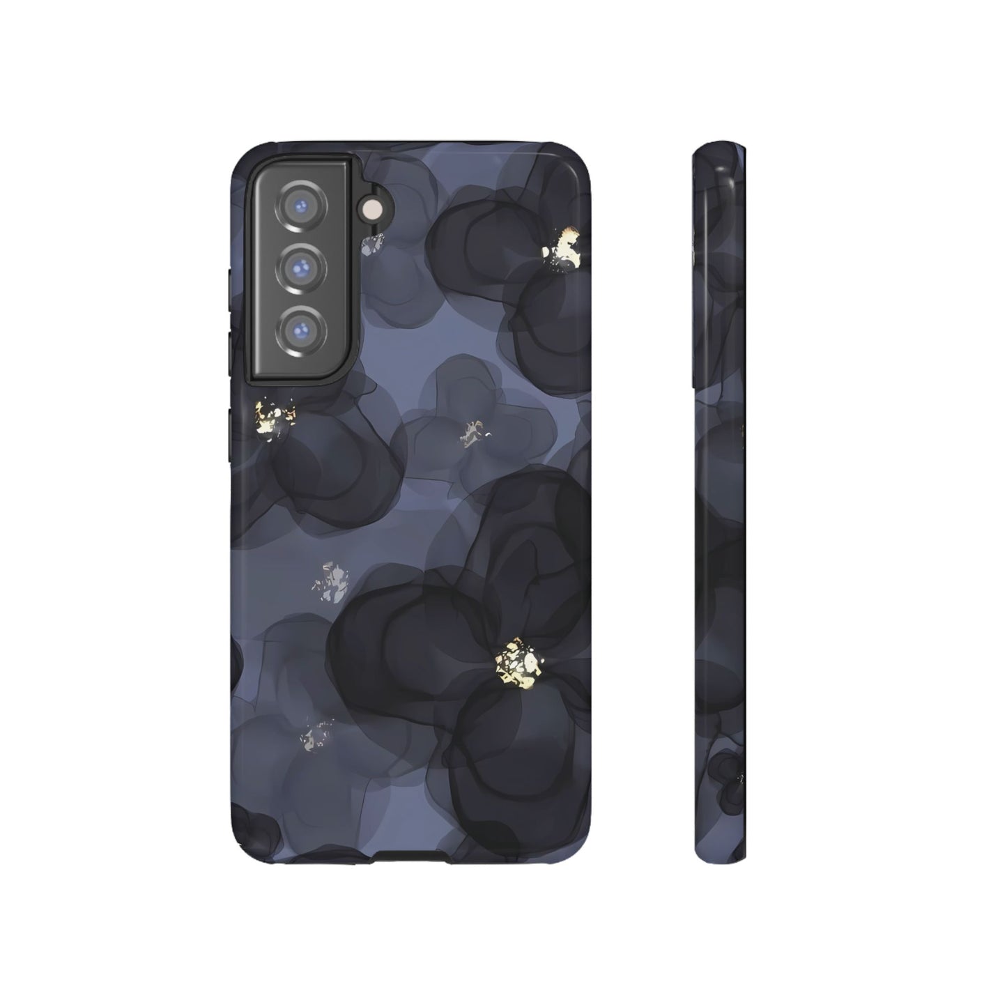 Double exposition | Coque Galaxy à fleurs bleues