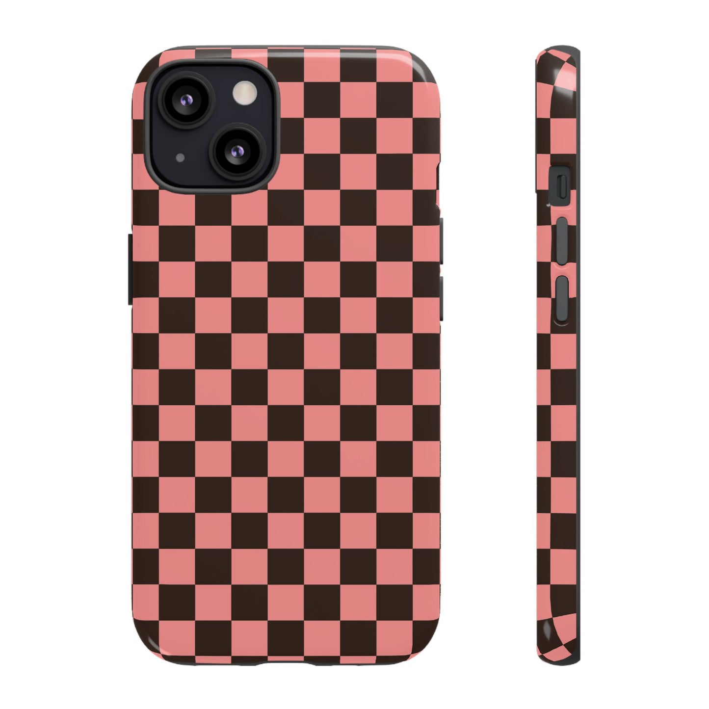 Checked Out | Pink & Brown Checkerboard Case